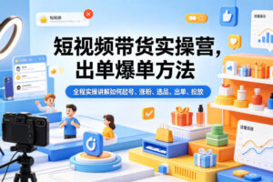 短视频带货实操营，出单爆单方法，全程实操讲解如何起号、涨粉、选品、出单、投放(更新0515)
