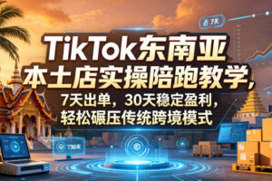 TikTok东南亚本土店实操陪跑教学，7天出单，30天稳定盈利，轻松碾压传统跨境模式(更新0516)