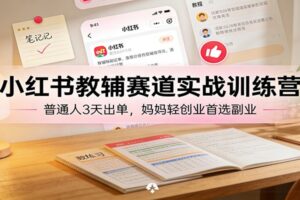小红书教辅赛道实战训练营：普通人3天出单，妈妈轻创业首选副业