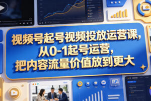 视频号起号视频投放运营课，从0-1起号运营，把内容流量价值放到更大