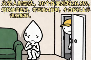 火柴人新玩法，36个作品涨粉26.8W，爆款流量密码，零基础AI复刻，小白轻松上手，详细拆解