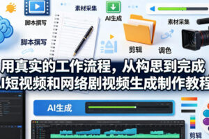 用真实的工作流程，从构思到完成AI短视频和网络剧视频生成制作教程-中英字幕