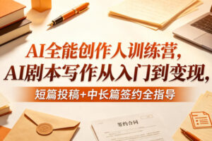AI全能创作人训练营，AI剧本写作从入门到变现，短篇投稿+中长篇签约全指导