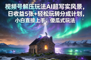 视频号解压玩法AI超写实风景，日收益5张+轻松玩转分成计划，小白直接上手，傻瓜式玩法