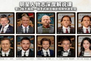 明星人物志深度解说课：零门槛不露脸，一部手机做出爆款视频快速变现