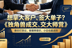想拿大客户、签大单子？《独角兽成交大师营》教你扛异议、做爆单报价，小白也能进阶【原创双语字幕】
