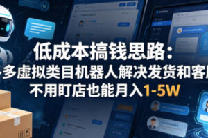 低成本搞钱思路：多多虚拟类目机器人解决发货和客服，不用盯店也能月入1-5W【揭秘】