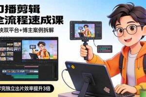 口播剪辑全流程速成课，剪映双平台+博主案例拆解，学完独立出片效率提升3倍
