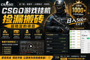 CSGO游戏搬砖，全自动挂G，不需要玩游戏，手机操作日入300+，解放双手【揭秘】