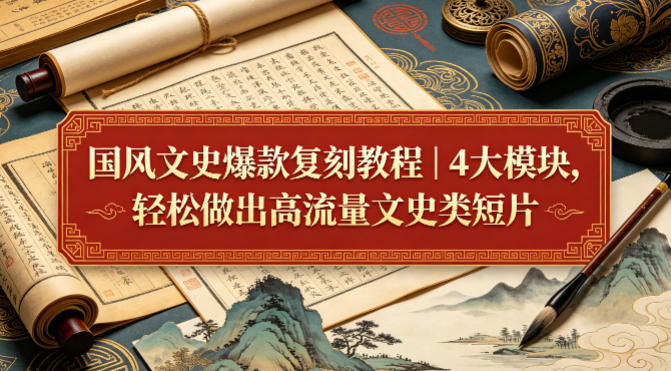 国风文史爆款复刻教程｜4大模块，轻松做出高流量文史类短片