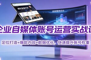 企业自媒体账号运营实战课：定位打造+ 爆款内容+数据优化，快速提升账号权重