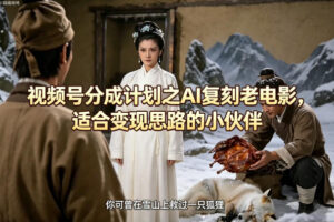 视频号分成计划之AI复刻老电影，适合变现思路的小伙伴