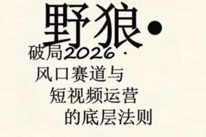野狼团队·多平台实操运营课，覆盖AI口播、服装、好物、漫剪等热门玩法(更新4月)
