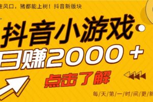 5年爆火的抖音小游戏项目，一部手机日入2000+