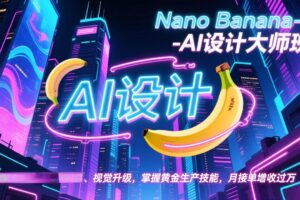 Nano Banana-AI设计大师班，修图合成、广告创作、视觉升级，掌握黄金生产技能，月接单增收过万