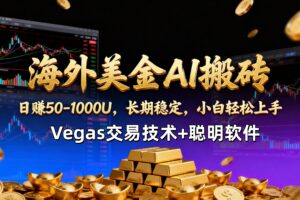 【海外美金AI搬砖】Vegas交易技术+聪明软件，日赚50-1000U，长期稳定，小白轻松上手。