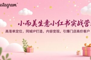 小而美生意小红书实战营：高客单定位，同城IP打造，内容变现，引爆门店高价客户