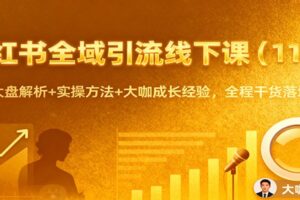 小红书全域引流线下课(11月)：行业大盘解析+实操方法+大咖成长经验，全程干货落地