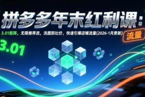 拼多多年末红利课：3.01矩阵，无限推荐流，洗图防比价，快速引爆店铺流量(2026-1月更新