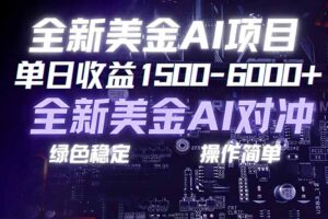 美金AI对冲项目，日入1500-6000+，绿色稳定，操作简单，创业副业首选，可批量放大
