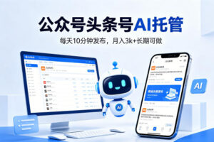 公众号头条号AI托管，我提供作品，你每天10分钟发布，月入3k+长期可做【揭秘】