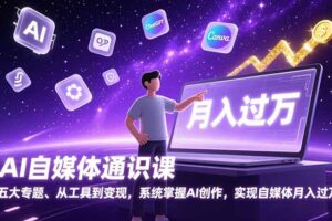 AI自媒体通识课，五大专题、从工具到变现，系统掌握AI创作，实现自媒体月入过万