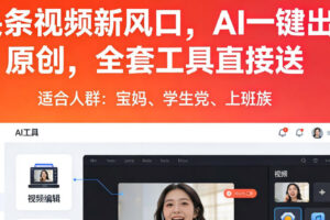 头条视频新风口，AI一键出原创，全套工具直接送，人人可做，有手就行【揭秘】
