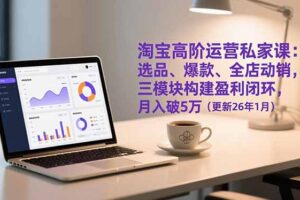 淘宝高阶运营私家课：选品、爆款、全店动销，三模块构建盈利闭环，月入破5万(更新26年1月