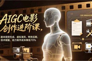 AIGC电影创作进阶课，剧本视觉生成、虚拟演员、特效后期，技术赋能，助力制作成本降低70%