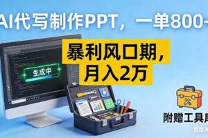 AI代写制作PPT，一单800+， 暴利风口期，月入2万【附工具】