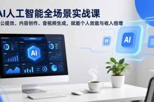 AI人工智能全场景实战课，办公提效、内容创作、音视频生成，赋能个人效能与收入倍增