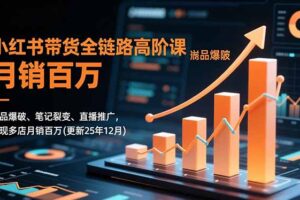 小红书带货全链路高阶课，选品爆破、笔记裂变、直播推广，实现多店月销百万(更新25年12月