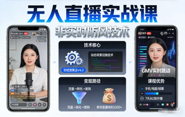 宝子哥无人直播实战课，非实时防风技术，聚焦抖音快手等平台直播带货，轻松开启直播变现之路（更新2026年3月底）