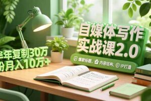 自媒体写作实战课2.0，爆款标题、内容结构、IP打造，半年复制30万粉月入10万+