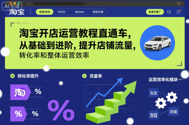 淘宝开店运营教程直通车,从基础到进阶,提升店铺流量,转化率和整体运营效率(更新26年3月24日)