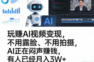 玩賺AI视频变现，不用露脸、不用拍摄，AI正在闷声賺钱，有人已经月入3W+