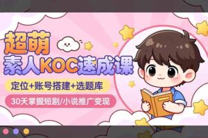 超萌 素人KOC速成课：定位+账号搭建+选题库，30天掌握短剧/小说推广变现