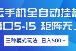 云手机全自动挂G，单窗口5-15，矩阵无上限，三种模式玩法，日入5张+【揭秘】