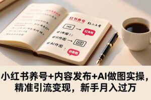 小红书养号+内容发布+AI做图实操，精准引流变现，新手月入过万