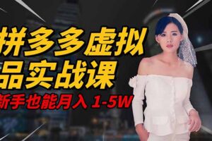 2025 拼多多虚拟品系统实战课，轻资产项目，可矩阵开工作室，新手也能…