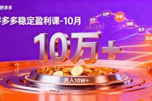拼多多稳定盈利课-10月，强付费SOP+微付费高投产+活动矩阵，单店月入10万+