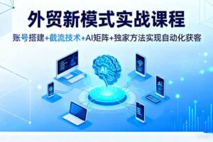 外贸新模式实战课程，账号搭建+截流技术+AI矩阵+独家方法实现自动化获客