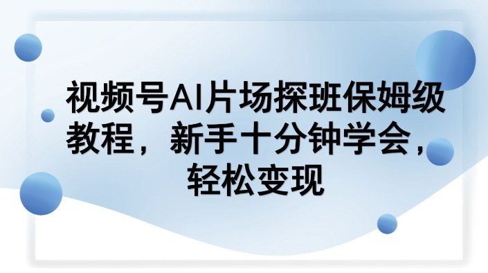 视频号AI片场探班保姆级教程，新手十分钟学会，轻松变现
