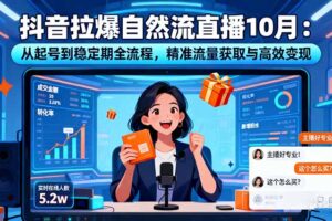 抖音拉爆自然流直播10月：从起号到稳定期全流程，精准流量获取与高效变现