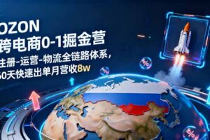 OZON跨境电商0-1掘金营：注册-运营-物流全链路体系，60天快速出单月营收8w