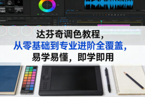 达芬奇调色教程，从零基础到专业进阶全覆盖，易学易懂，即学即用