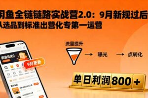 闲鱼变现课3.0：掌握链接优化、流量提升、商业变现，单日利润800+