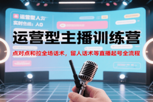 运营型主播训练营，点对点和拉全场话术，留人话术等直播起号全流程(更新8月)
