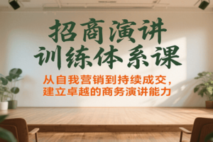 招商演讲训练体系课，从自我营销到持续成交，建立卓越的商务演讲能力