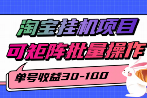 揭秘2025最新淘宝挂机项目，单号30-100，可矩阵批量操作(附工具)